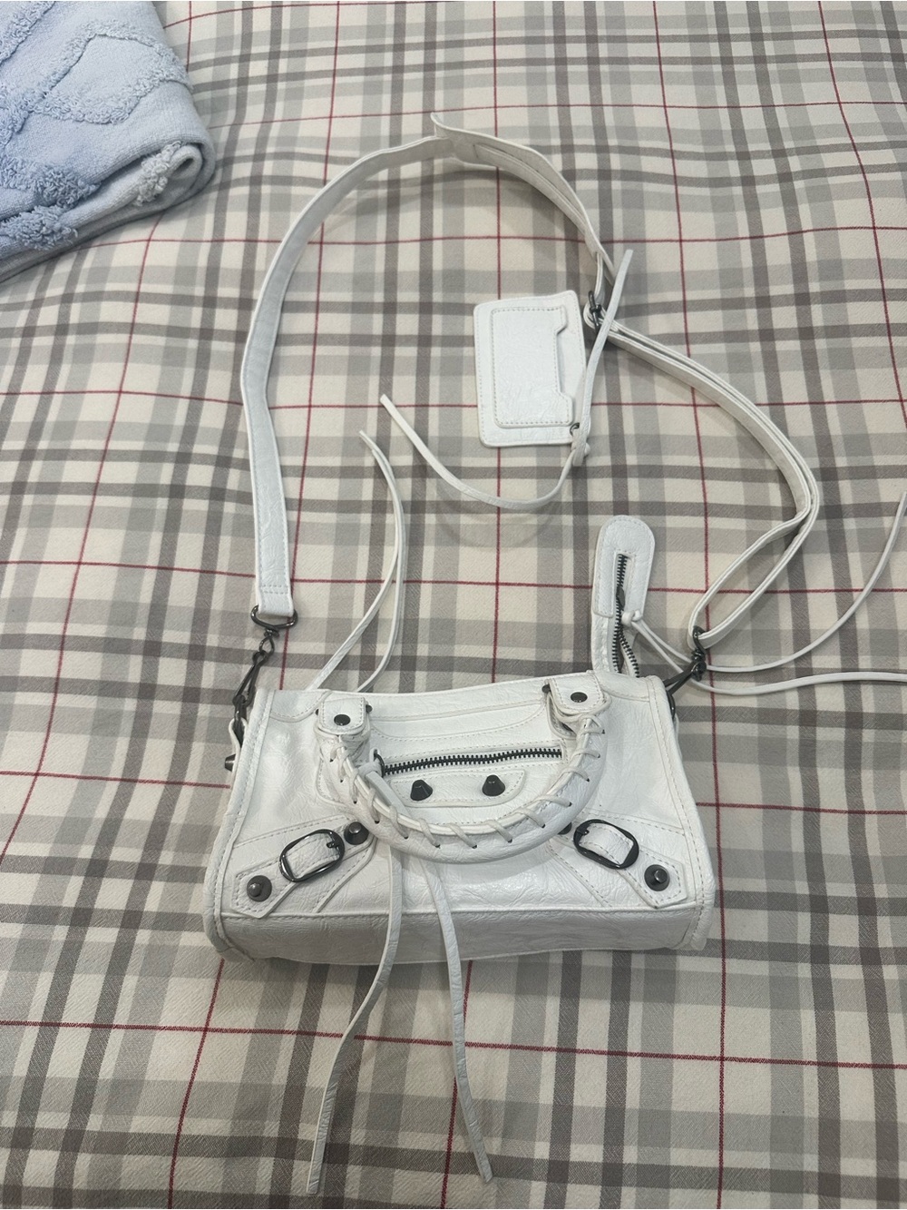 White Leather Top-Handle Mini Bag - Picture 10 of 16
